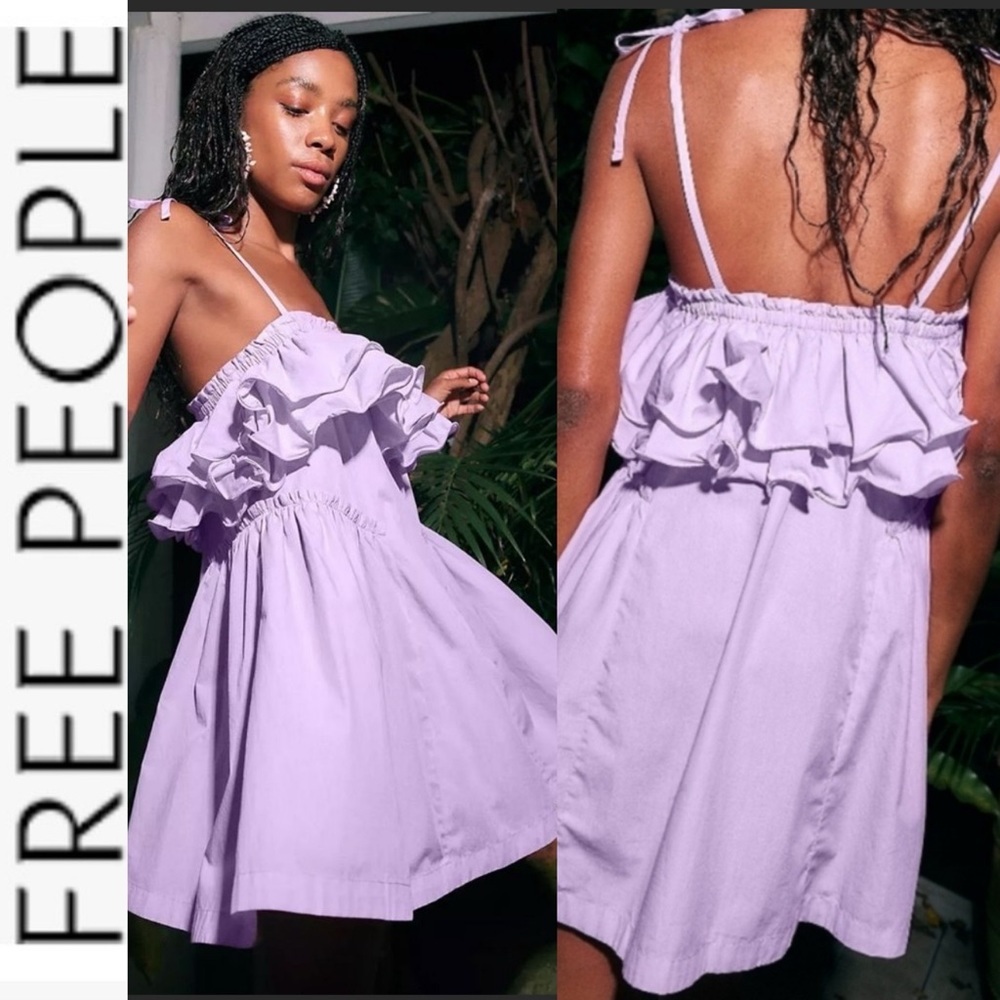 NWT  FP Have A Thing For You Strapless Ruffle Mini Dress lilac dress